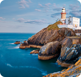 View of a lighthouse on a coastal cliff