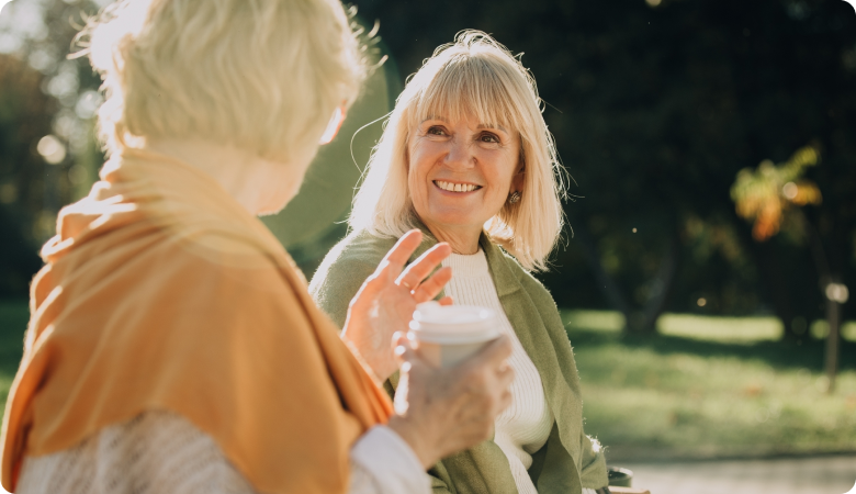 Two women talking to each other